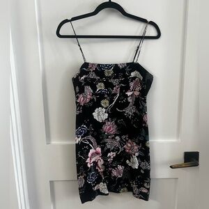 Black ground floral mini dress